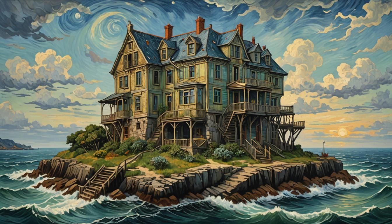 Ocean Island House in Van Gogh Style