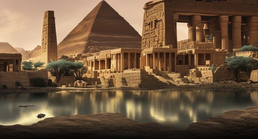 Egyptian Oasis Houses at Noon: Digital Matte Painting