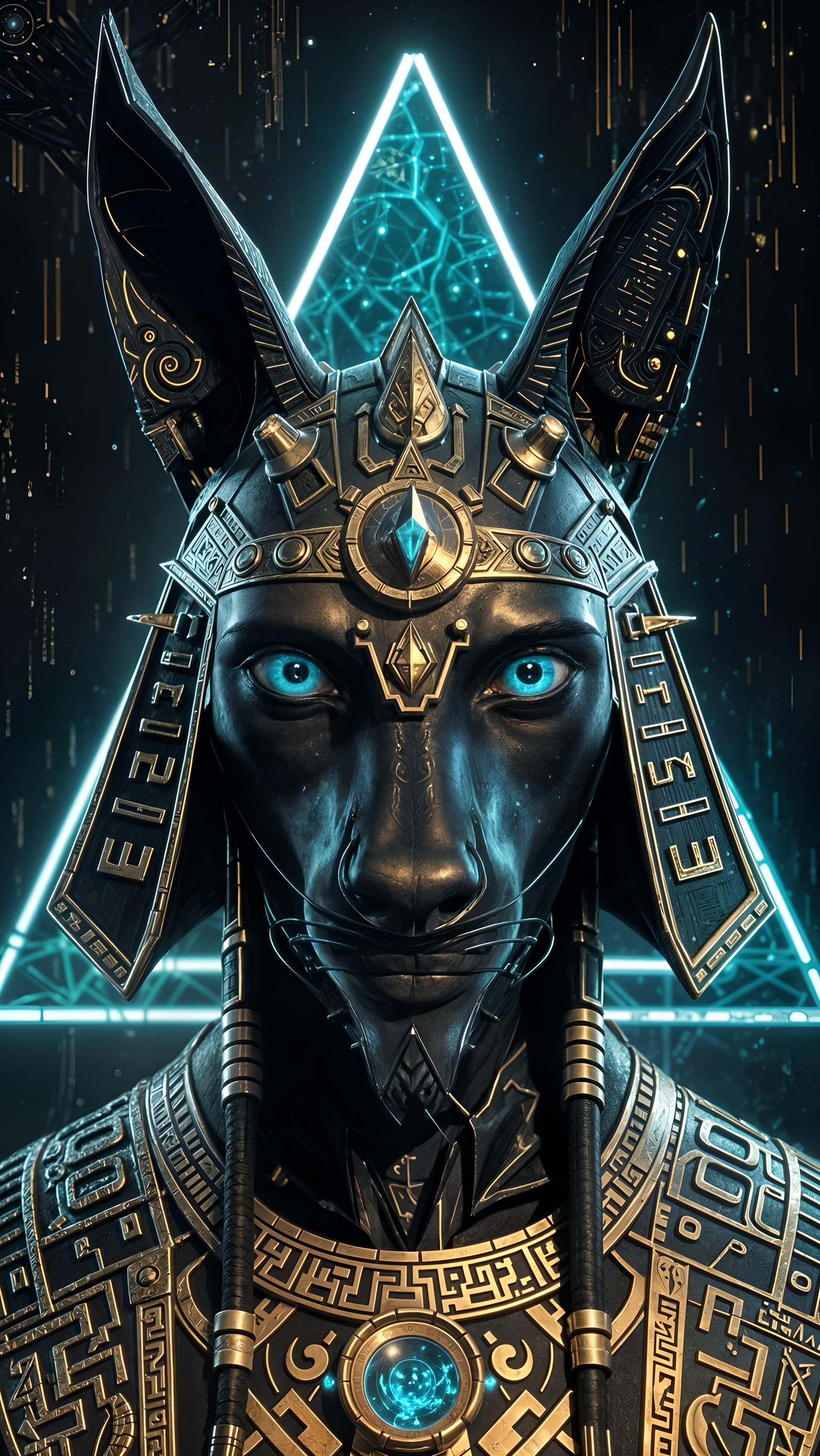 Cyberpunk Anubis Portrait in Dark Fantasy Style