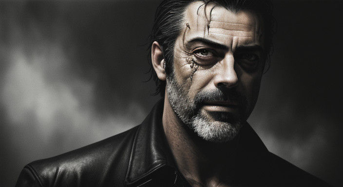 Jeffrey Dean Morgan as Negan Smith in a Dystopian Cityscape