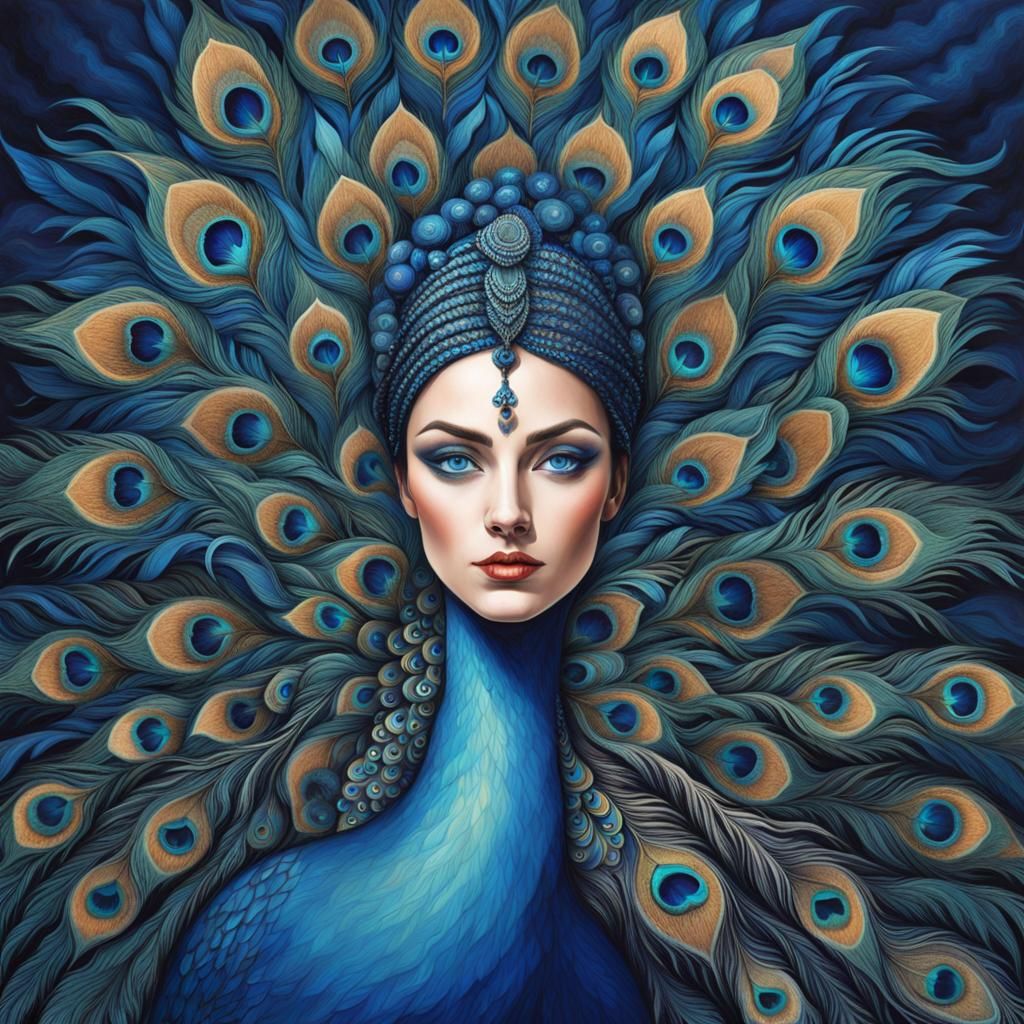 Elegant Woman Portrait with Blue Eyeliner in Graffiti Art