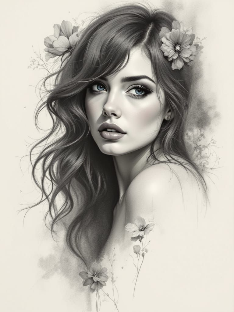 Delicate Portrait of a Woman in Ethereal Bloom