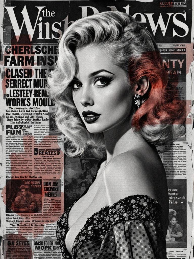 1950s Pin-Up Woman in Vintage Newspaper Layout