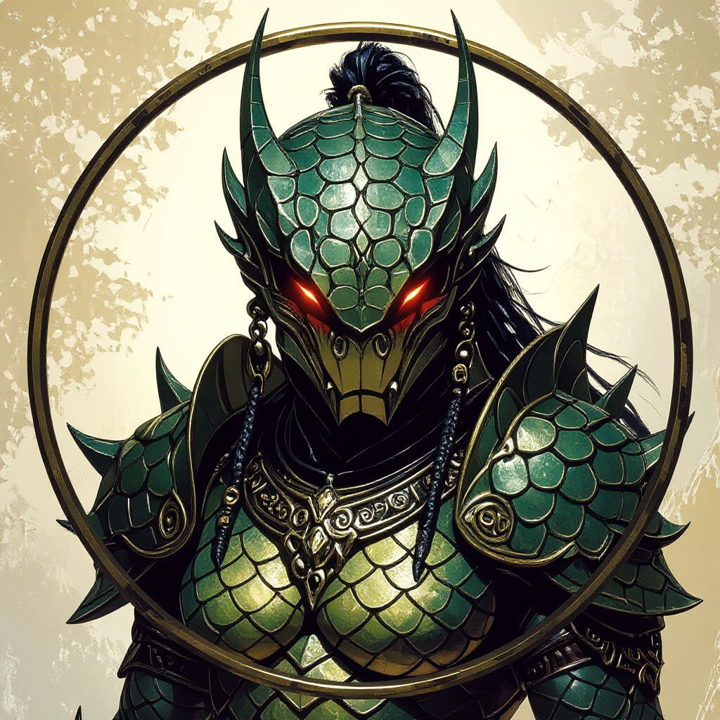 Yuan-ti Warrior in Snake Armor: Digital Rendering