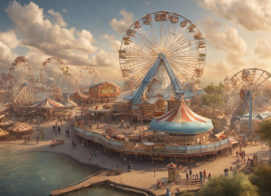 Seaside Amusement Park Aerial View