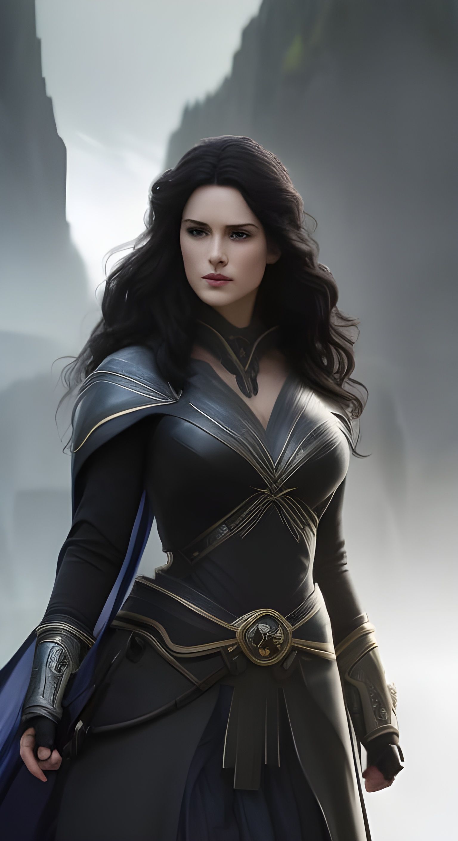 Yennefer in Iron Armor: Hyperrealistic Digital Illustration