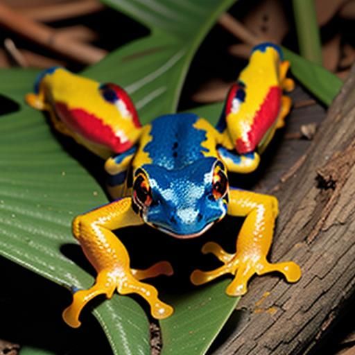 Colorful Poison Dart Frogs on Bare Branches