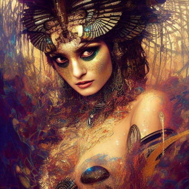 Cleopatra: Fractal Iridescence in Art Nouveau Style