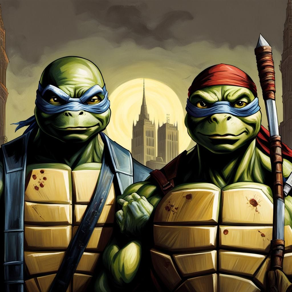 TMNT Recreate American Gothic Parody
