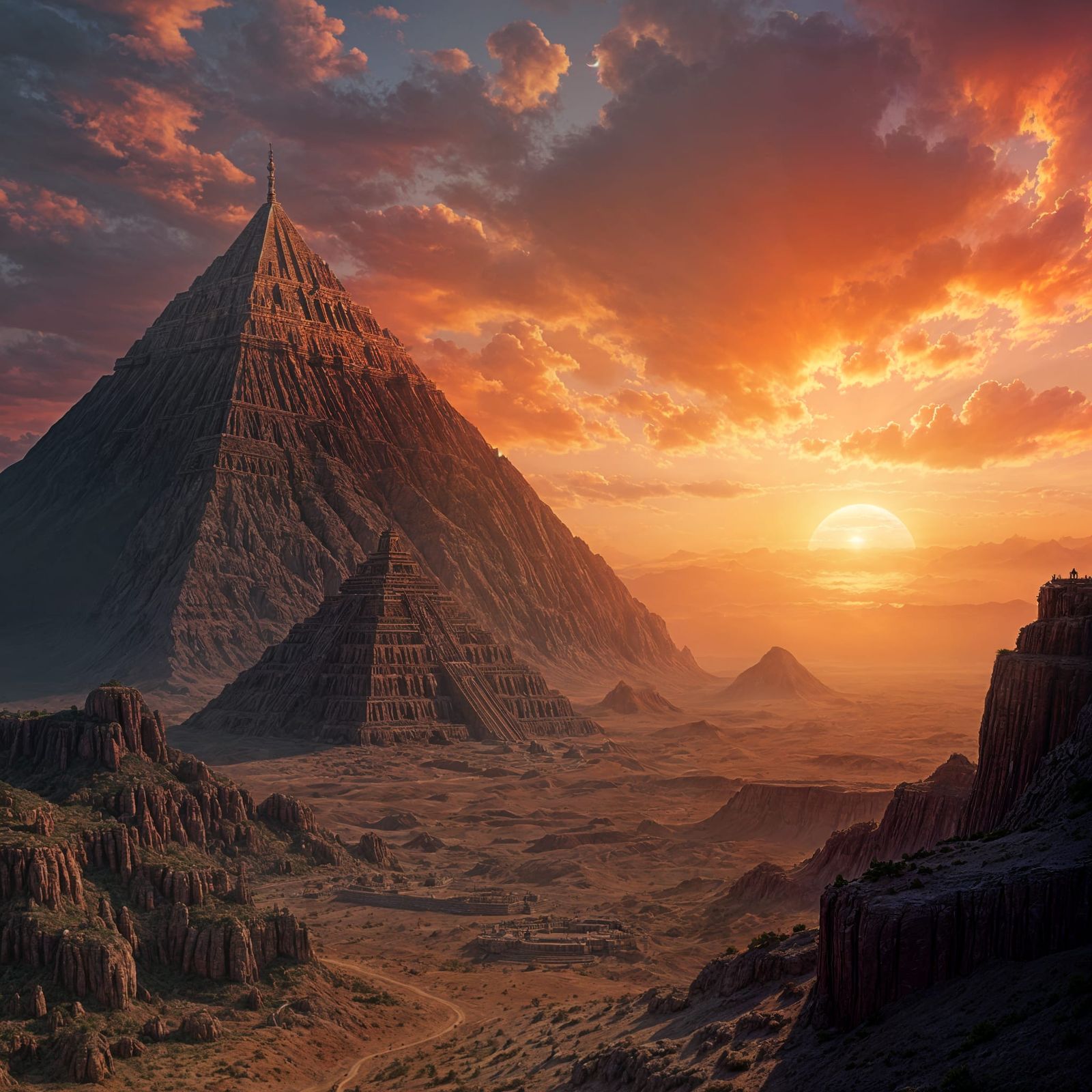 Sunset Over Pyramids: Detailed Matte Painting
