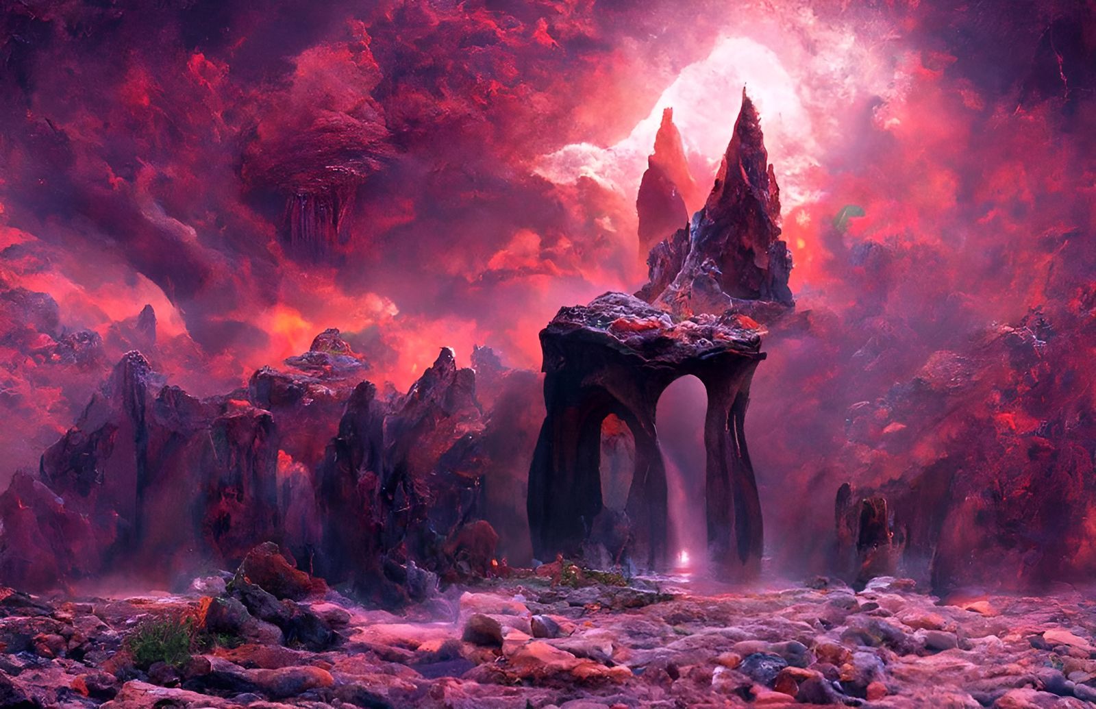 Magic Geode Portal to Hellish Garden in 3D