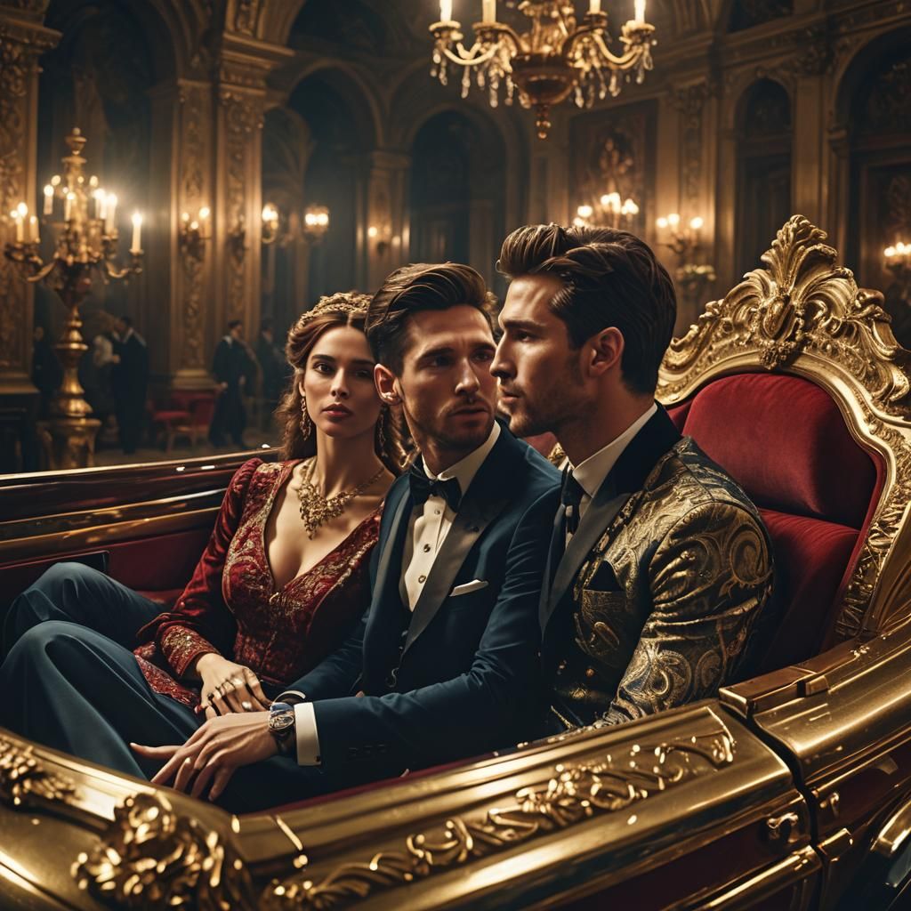 Messi and Cristiano Kissing in Baroque Style