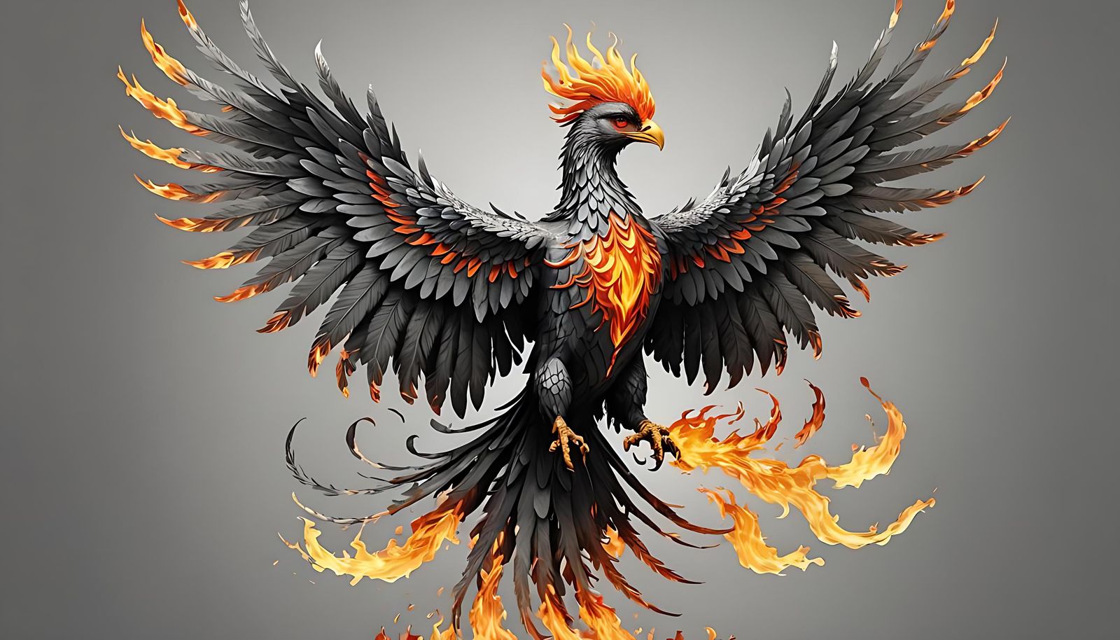 Mythical Phoenix Rising in Flames