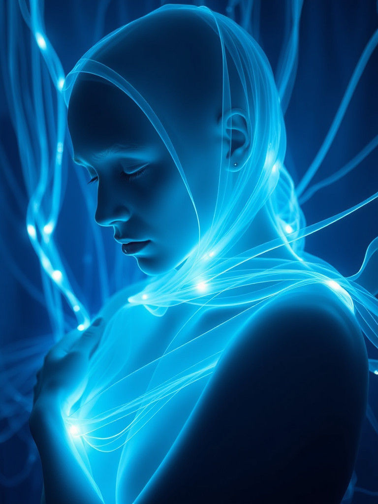 Radiant Bioluminescent Woman in Laser Light