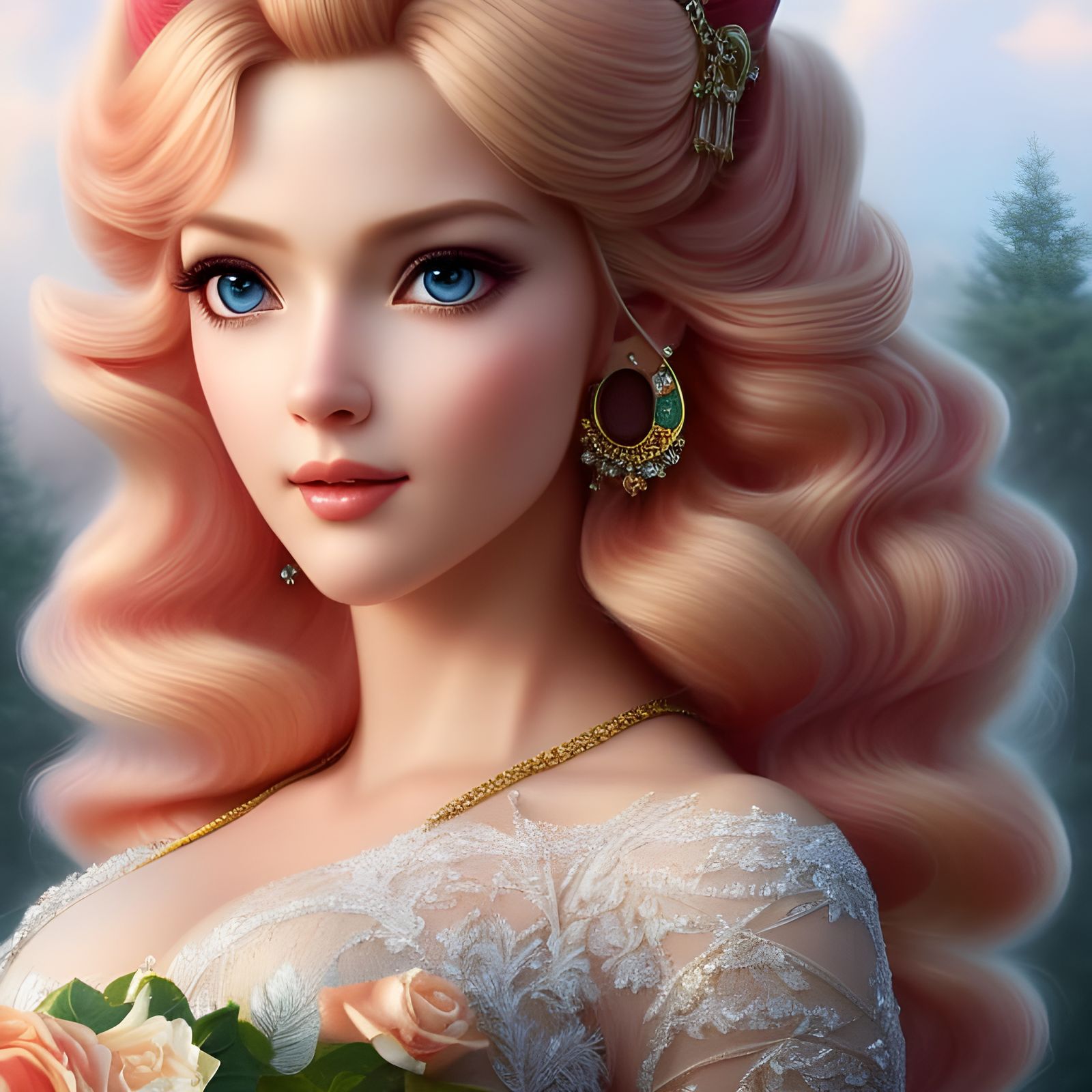 Photorealistic Portrait of Princess Peach in High Detail