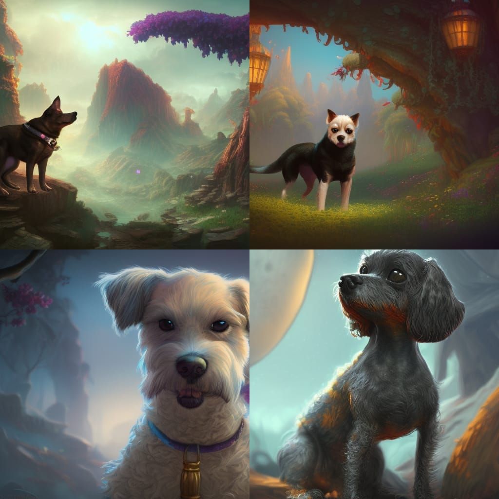 Cute Dog in Detailed Fantasy Art