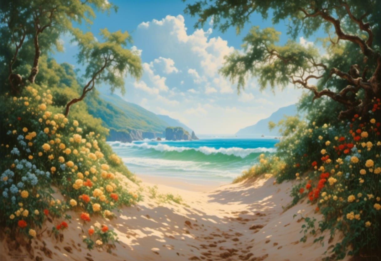 Blood Moon Cherry Blossoms in Vintage Watercolor Style