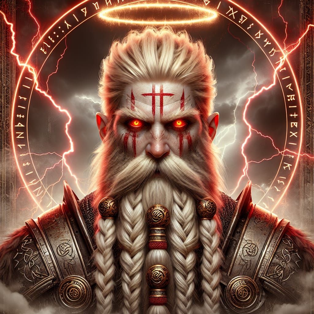 Saintly Dwarf Battle Cleric with Lightning, Digital Matte Pa...