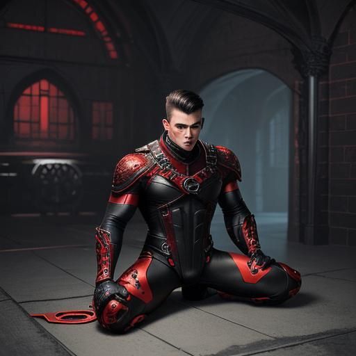 Muscular Man in Dungeon: Detailed Matte Painting