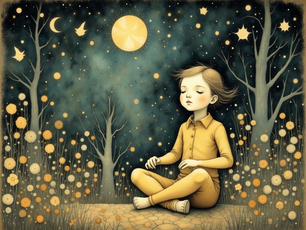 Whimsical Illustrations of a Fantastical Night Scene