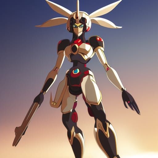Female Omnimon in Studio Ghibli Anime Style