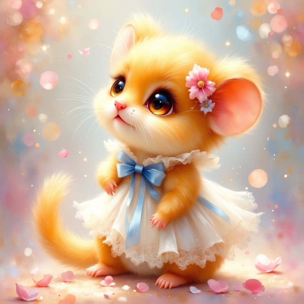 Adorable Chibi Weasel with Sparkling Eyes
