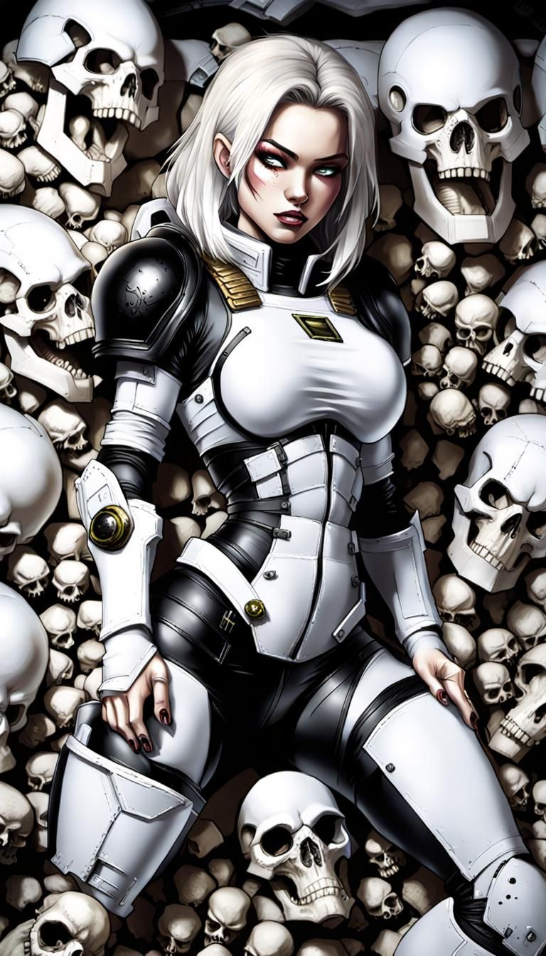 Space Marine on Alien Skulls