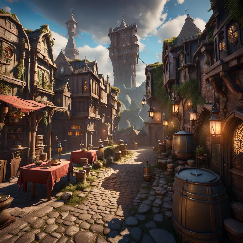 Ankh-Morpork City in 3D Game Cinematic Style