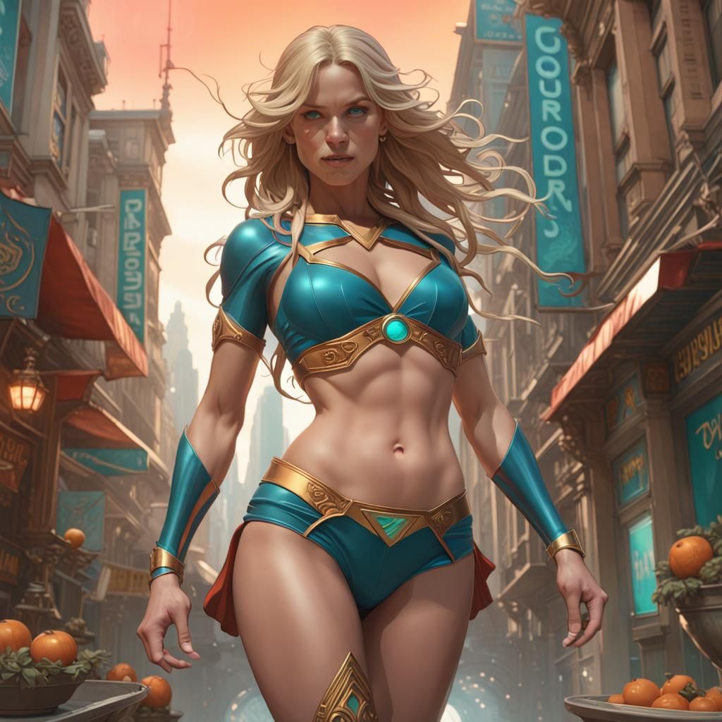 Supergirl Concept Art in Orange and Teal