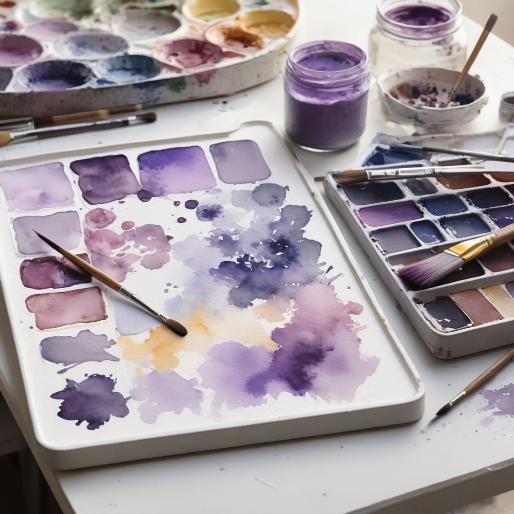 Vibrant Watercolor Supplies in Soft, Ethereal Hues