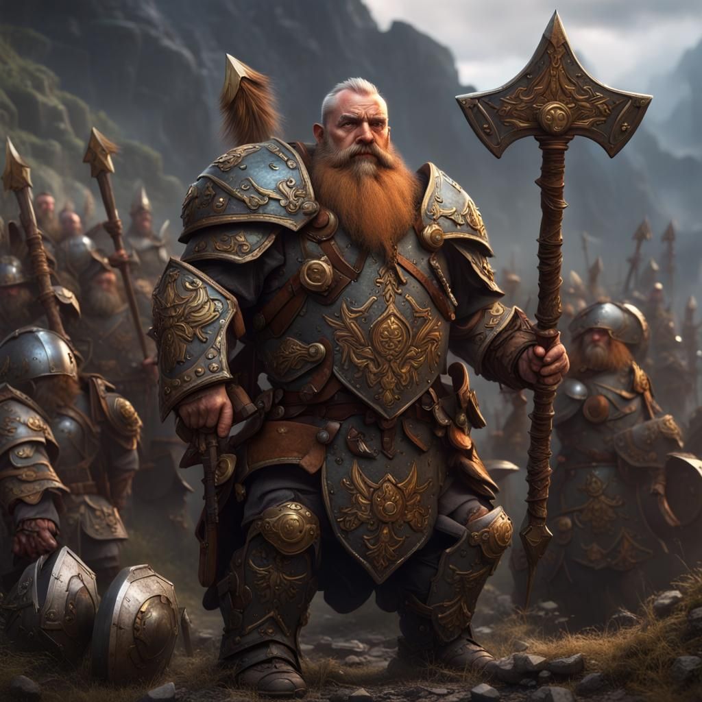 Dwarf Army in Mountain Landscape: Fantasy Concept Art
