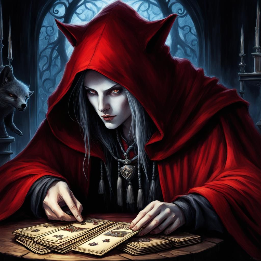 Red Riding Hood and the Wolf Tarot, Dark Fantasy Art