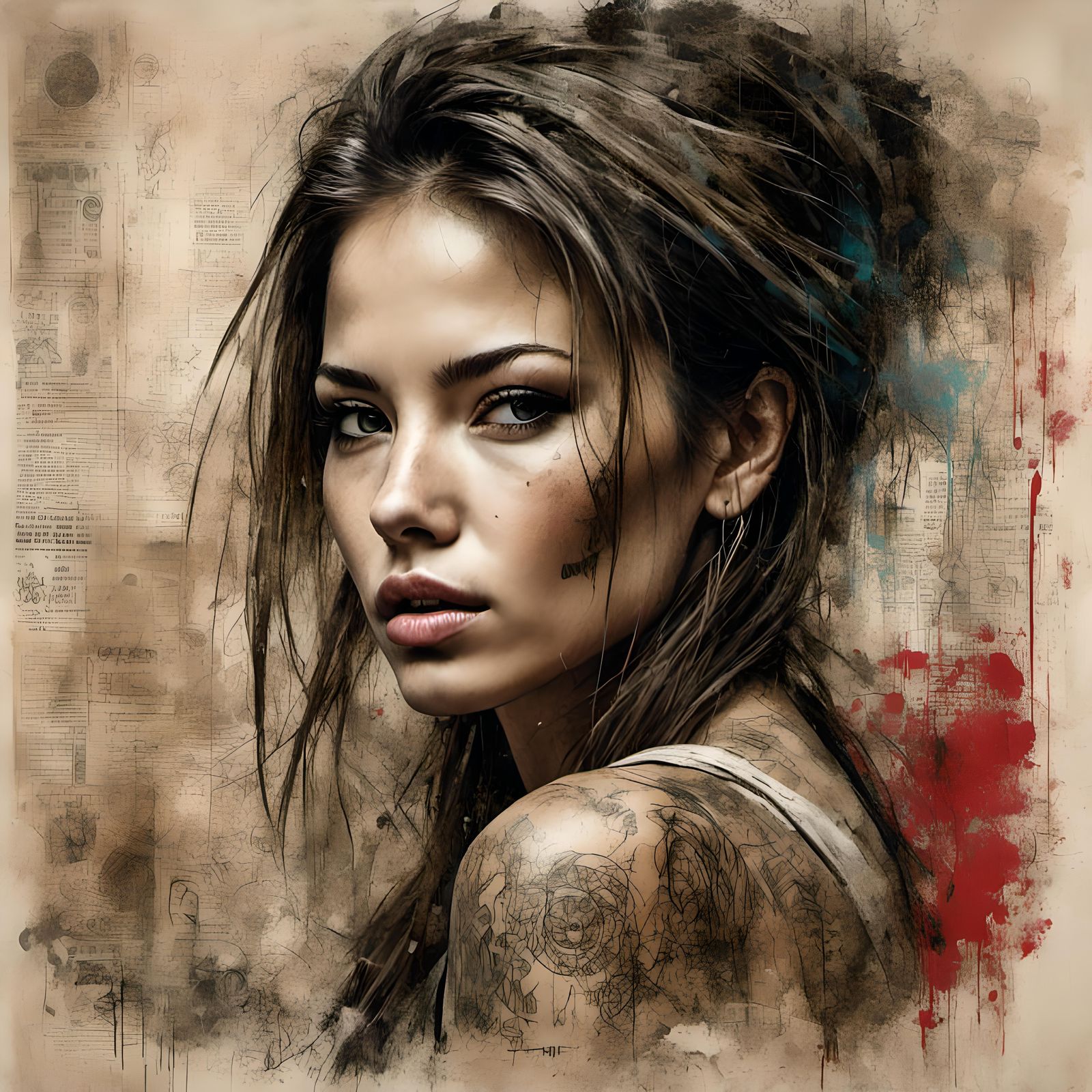 Sensual Brunette Portrait in Grunge Style