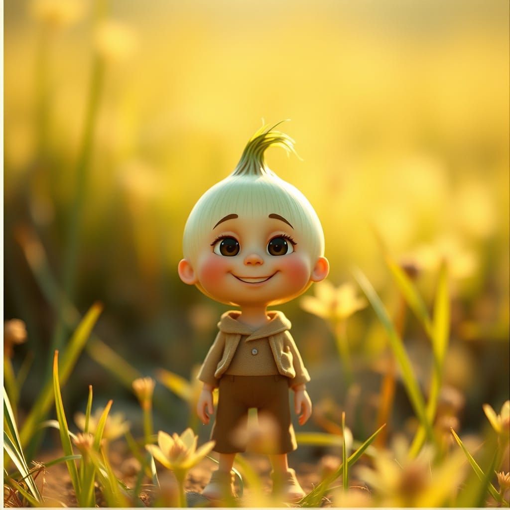 Innocent Cipollino in a Sunlit Field