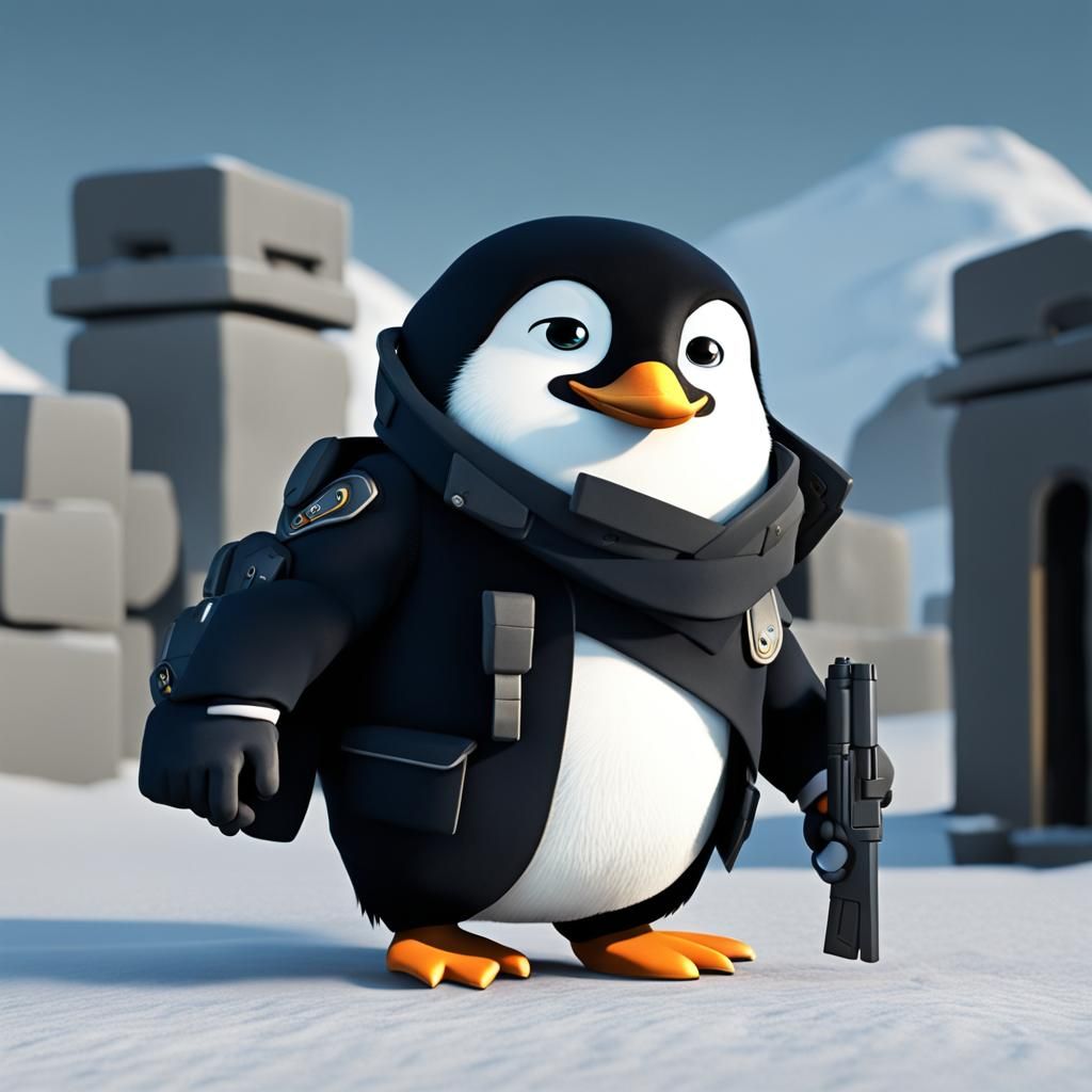 A cool and cute secret agent penguin
