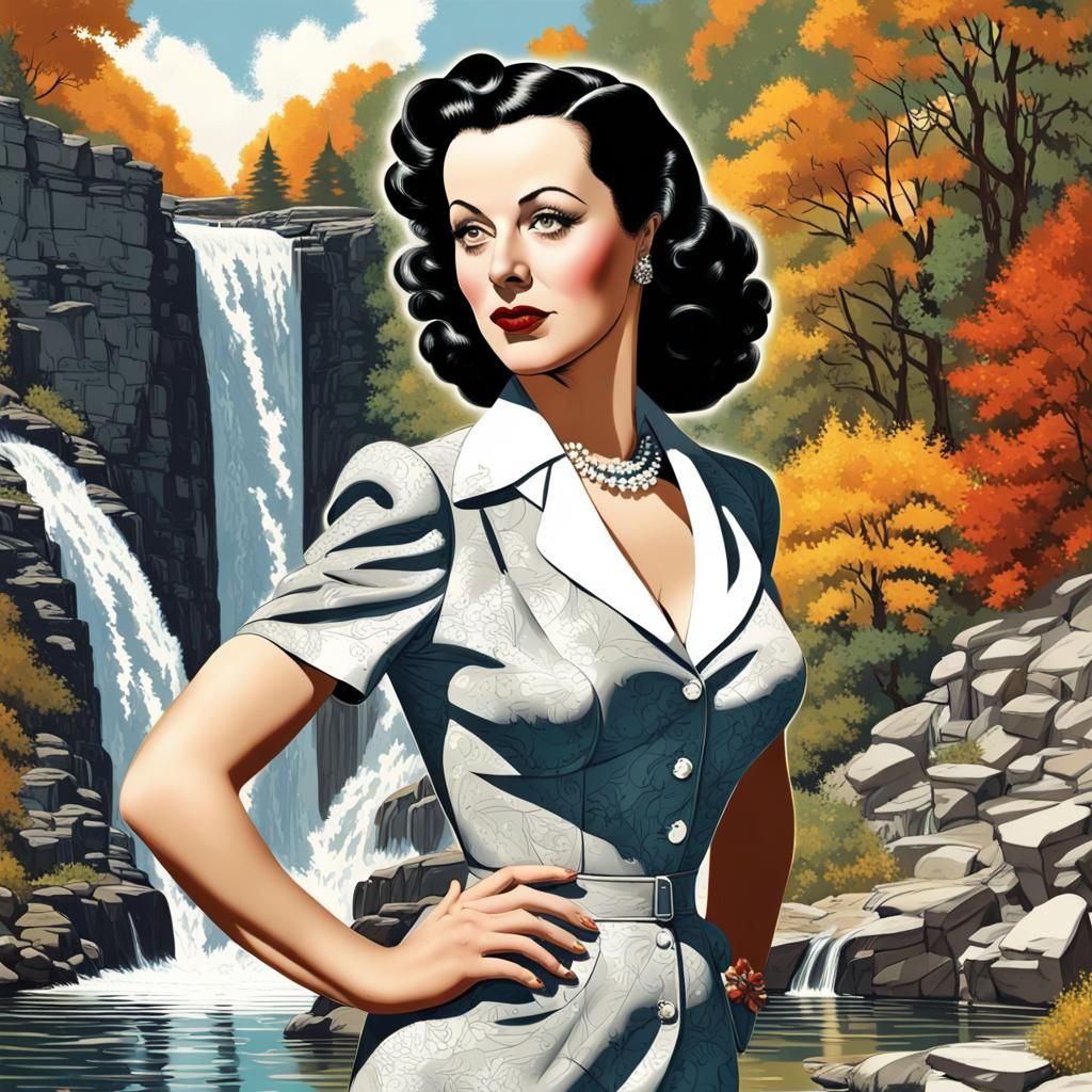 WW2 Superheroine in Norman Rockwell Style