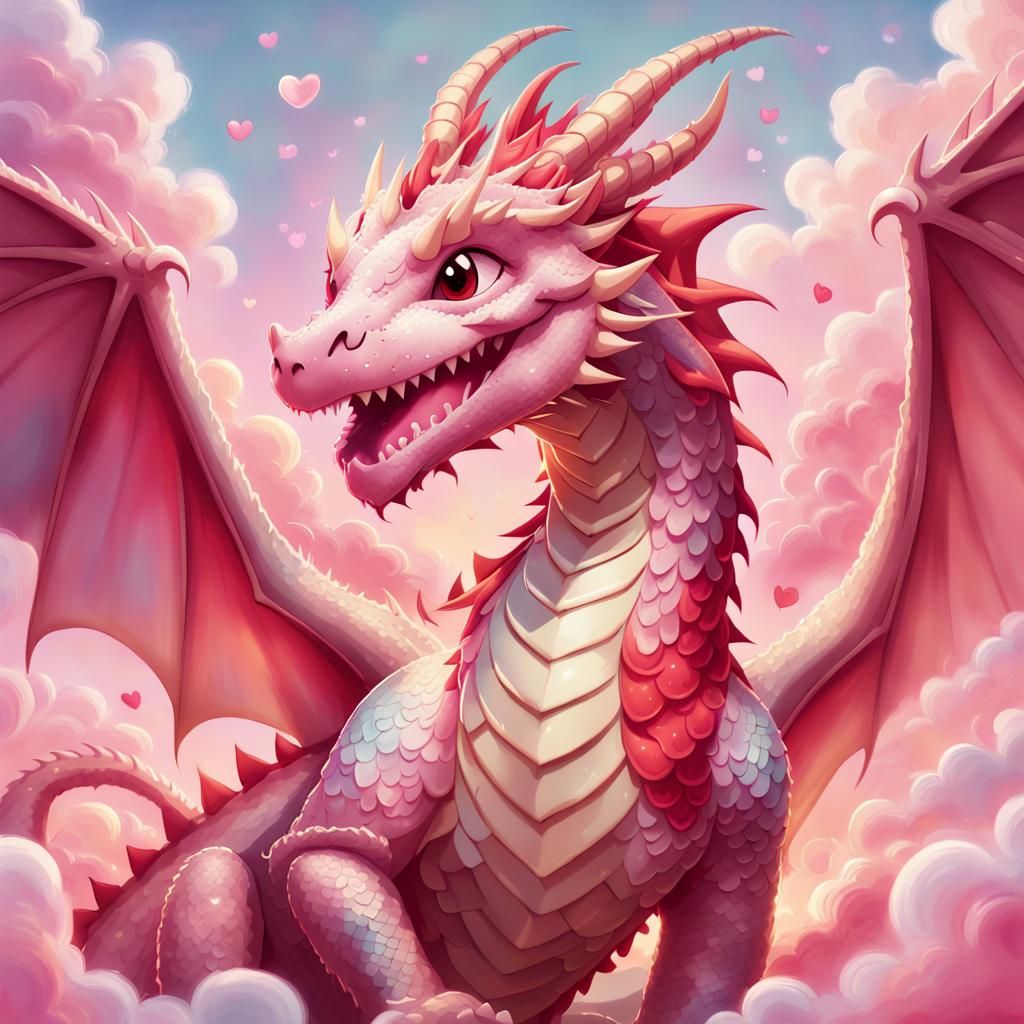 Friendly Dragon of Love in Anime Style