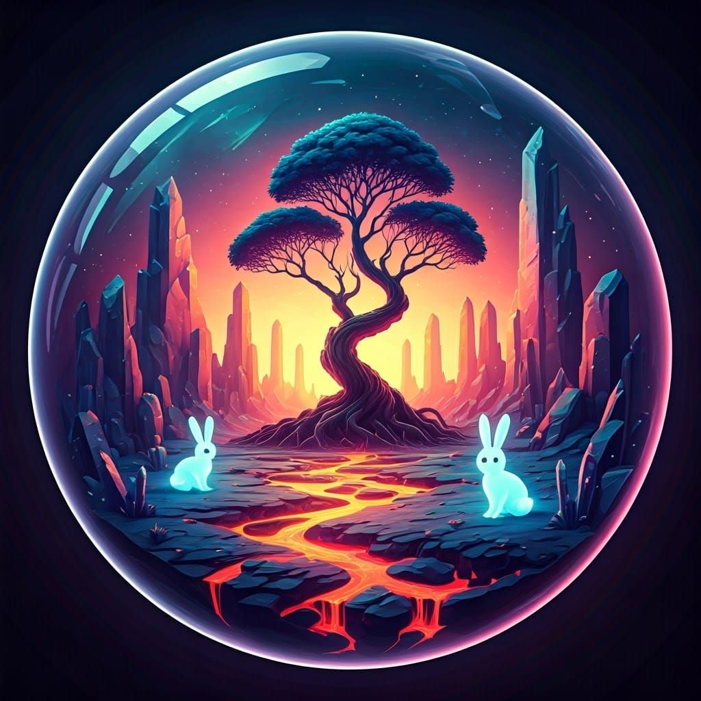 Surreal Crystal Realm in Vibrant, Shifting Hues