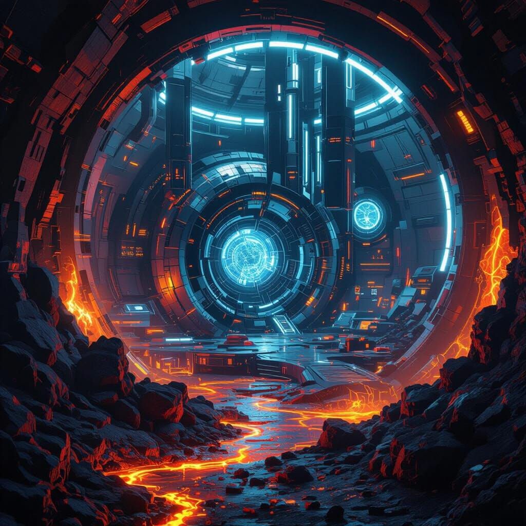 Futuristic Secret Base in Earth's Core: Digital Art