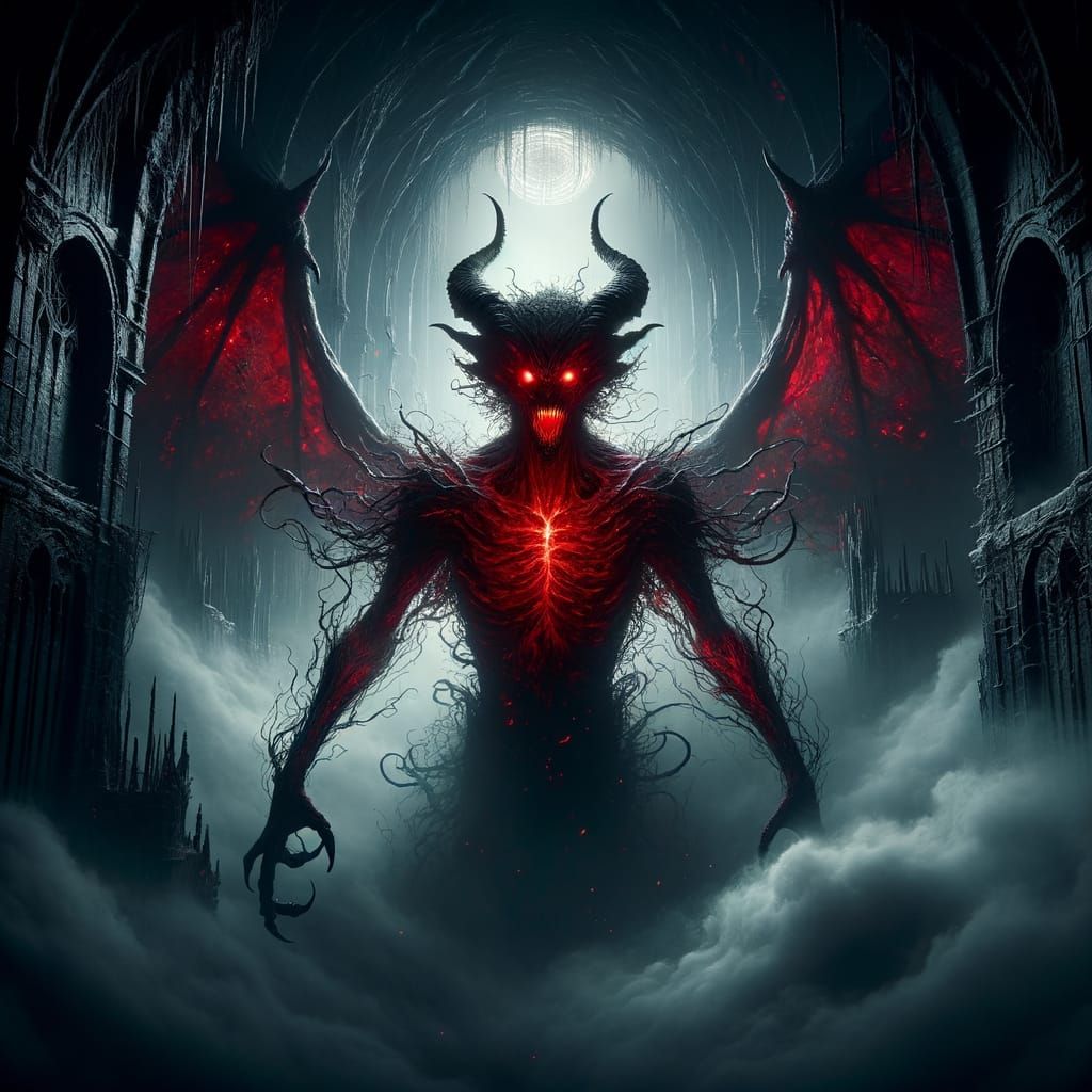 Dark Demon Radiates Fear and Power in a Haunting Scene