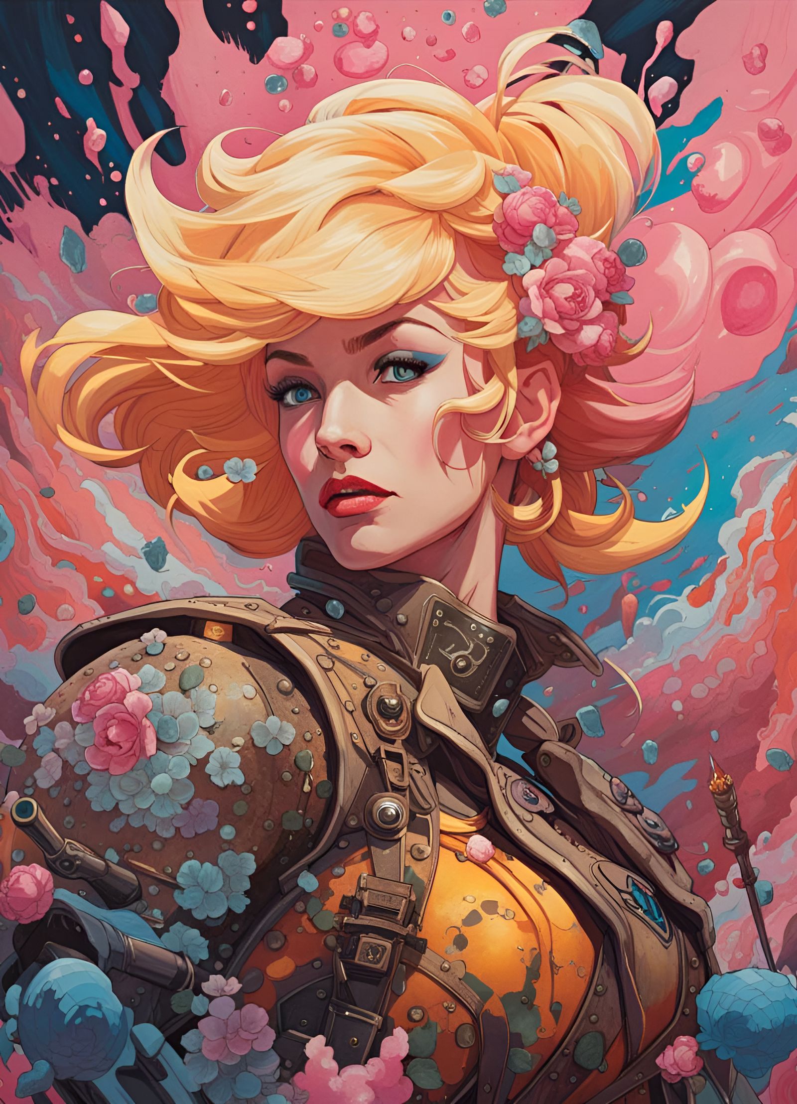 Punk Rock Princess Peach in Borderlands Style