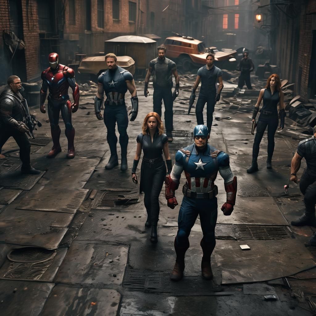 Dark and Gritty Marvel Avengers Assemble in Cinematic Urban...