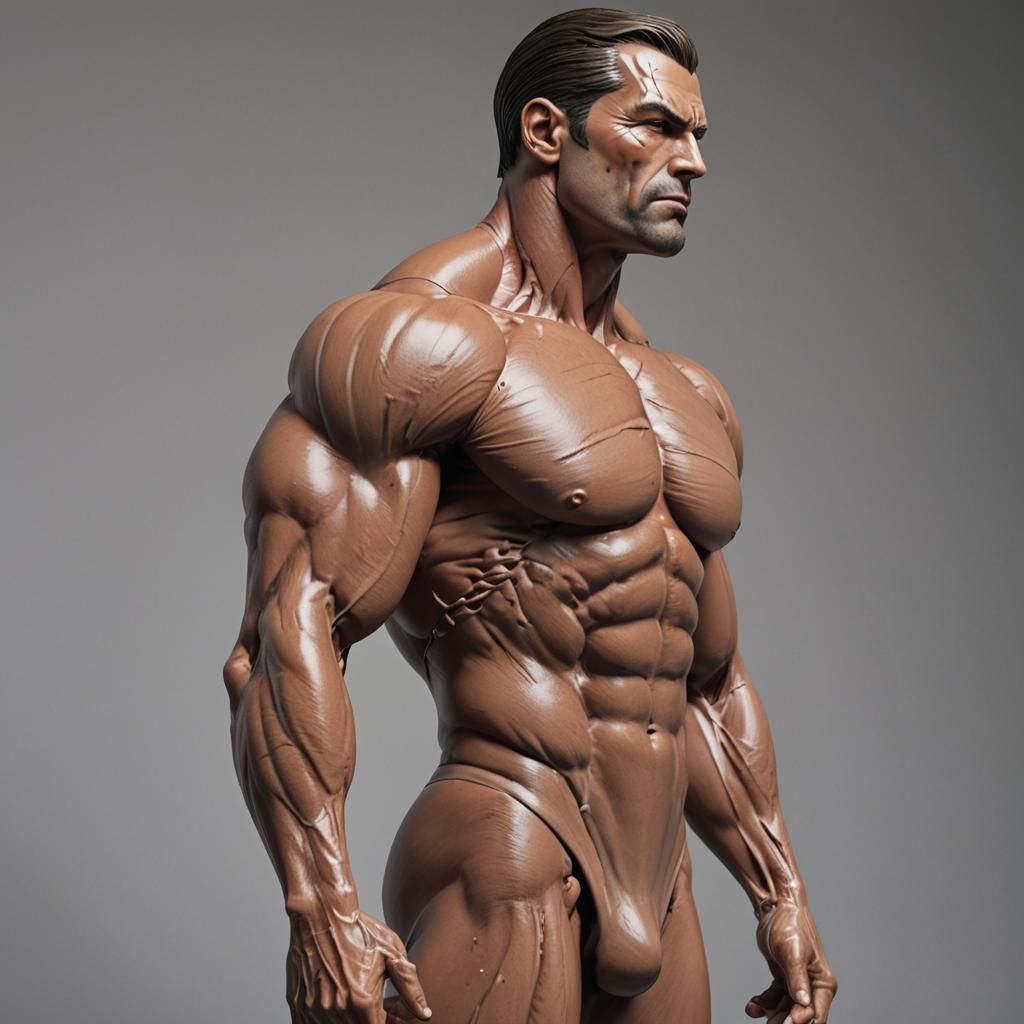Hyperrealistic Muscle Mannequin in Studio Trigger Style