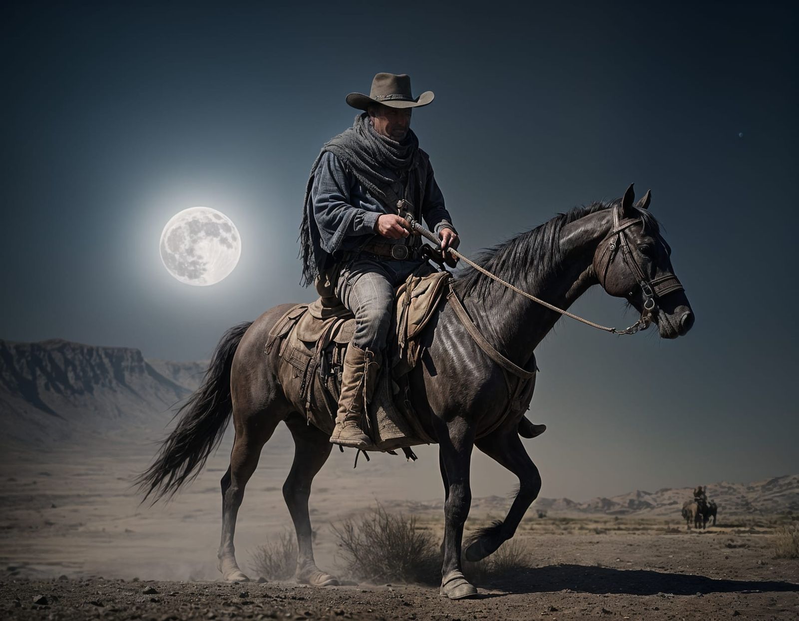 Eerie Old West Rider at Midnight