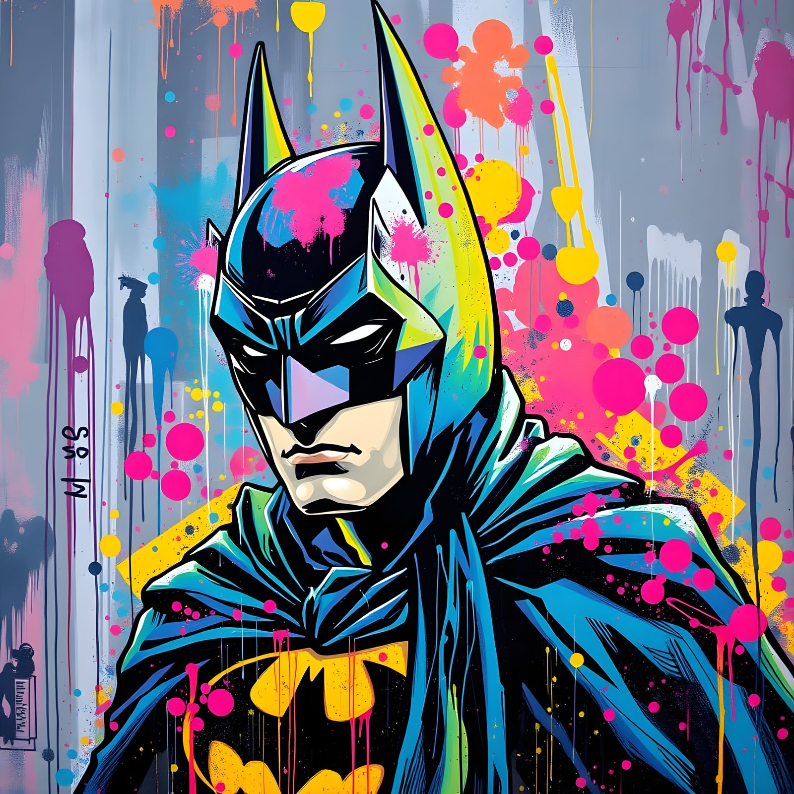 Vibrant Hippy Batman Graffiti Art