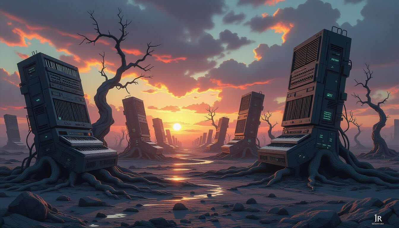 Alien Planet Landscape with Decaying Synthesizers