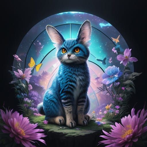 Cute Alien Critter Basks in Vibrant Floral Paradise