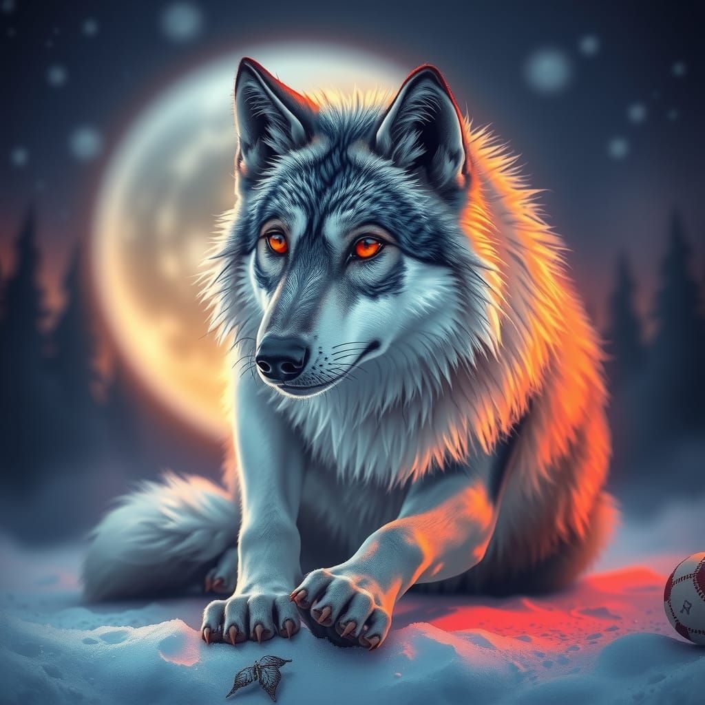 Ethereal Flux Wolf Radiating Light