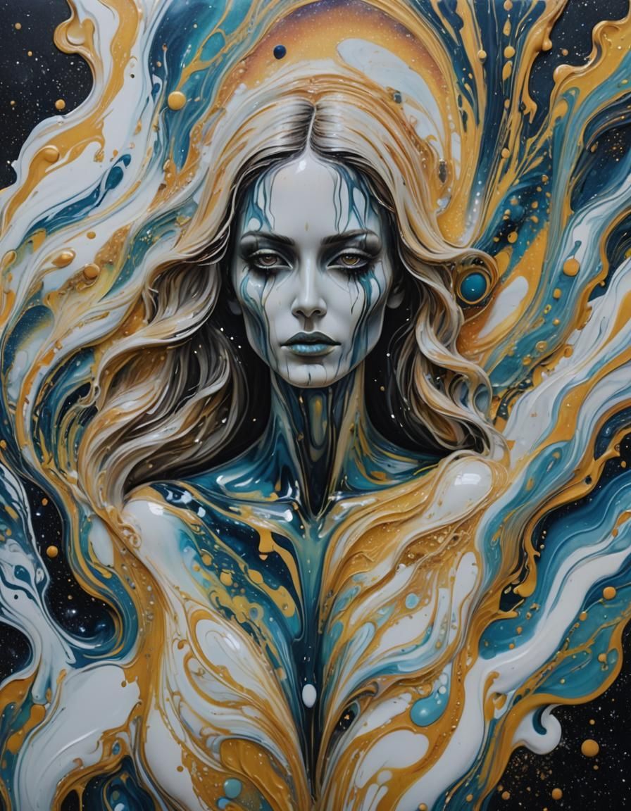 Marbled Lady with Metallic Aura
