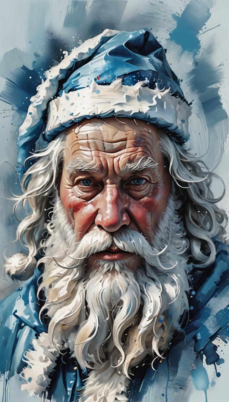 Father Christmas in Vivid Oil Brush Strokes